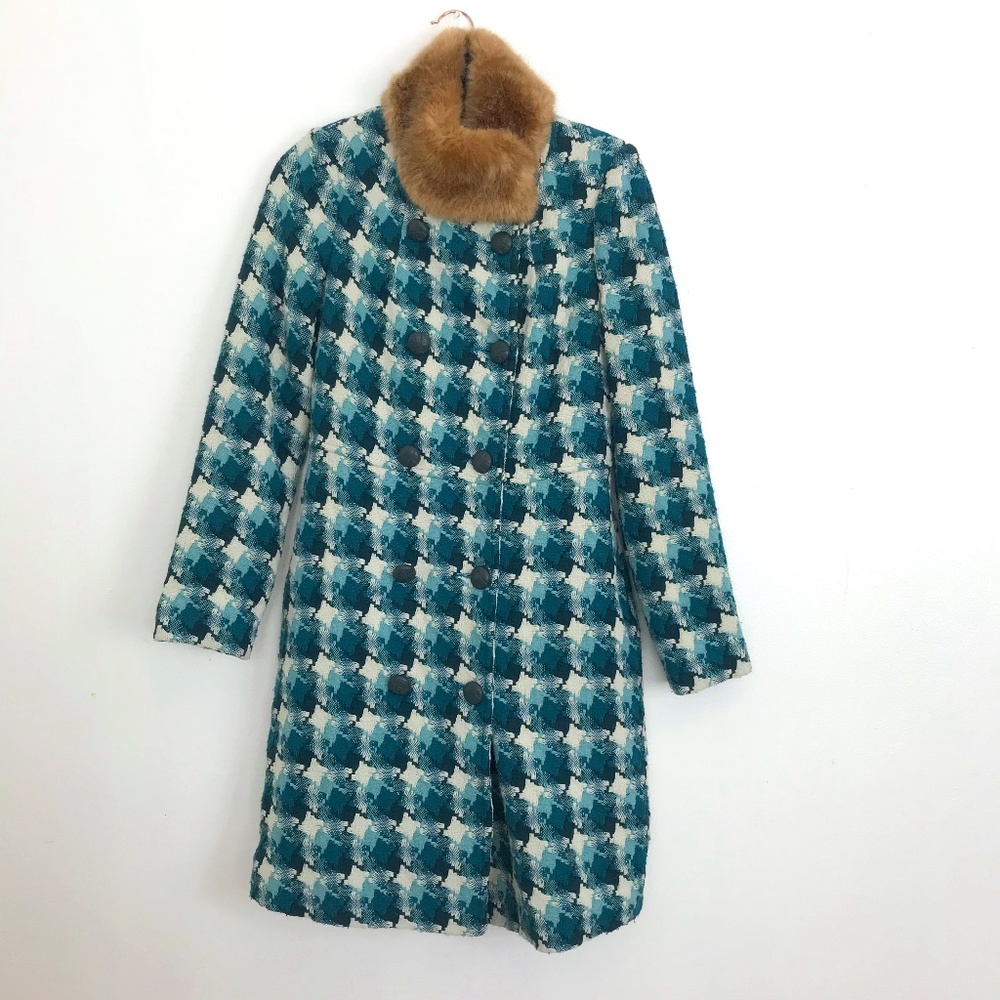 LOUIE et LUCIE long double breasted blue coat Sz M
